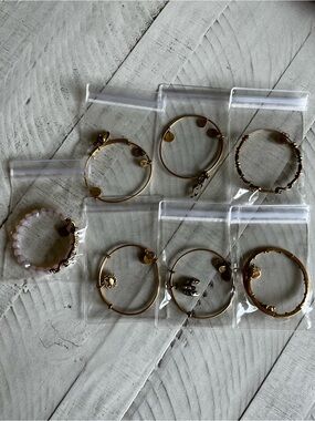 Alex and Ani Lot Of 7 Sea Theme Gold-Tone Charm Bangle Set